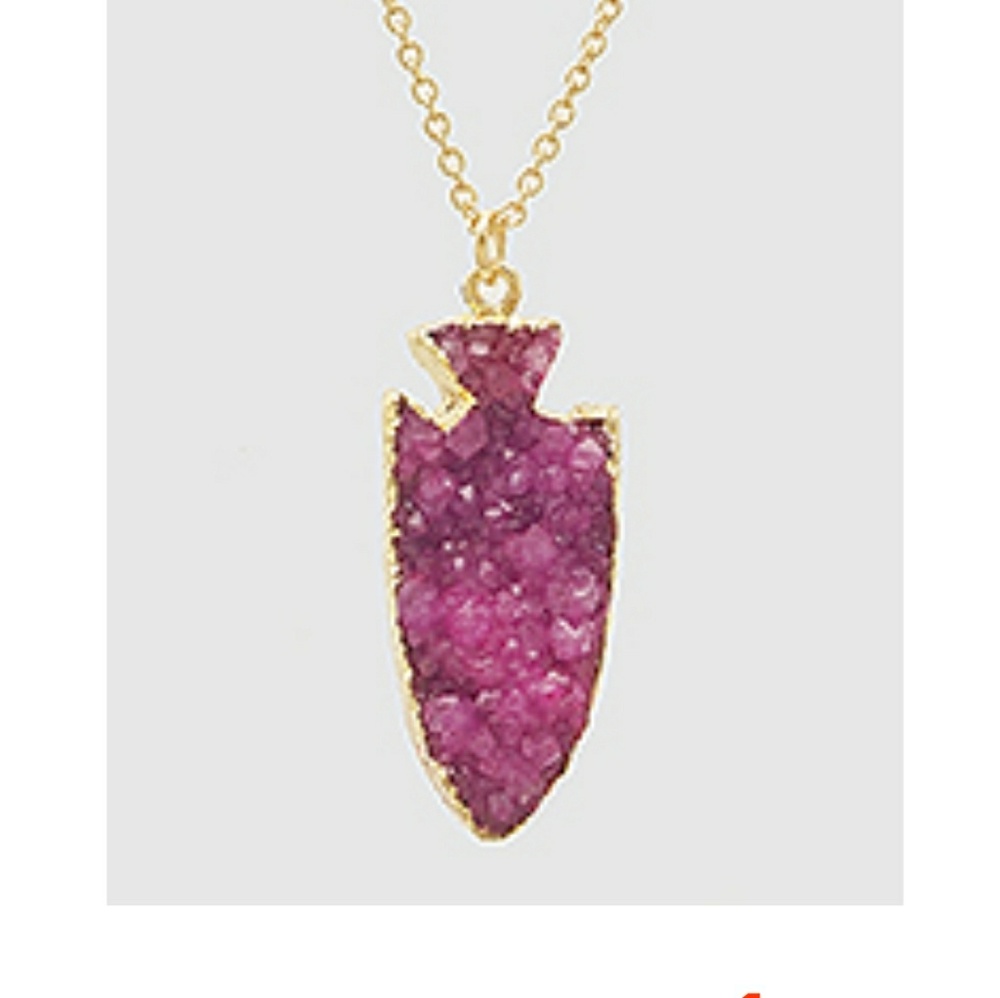 Fuchsia Arrowhead Stone Necklace